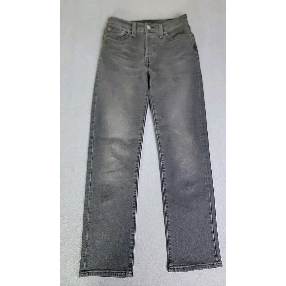 Levis 501 Jeans Womens 26x28 Black Button Fly Faded Straight‎ READ
